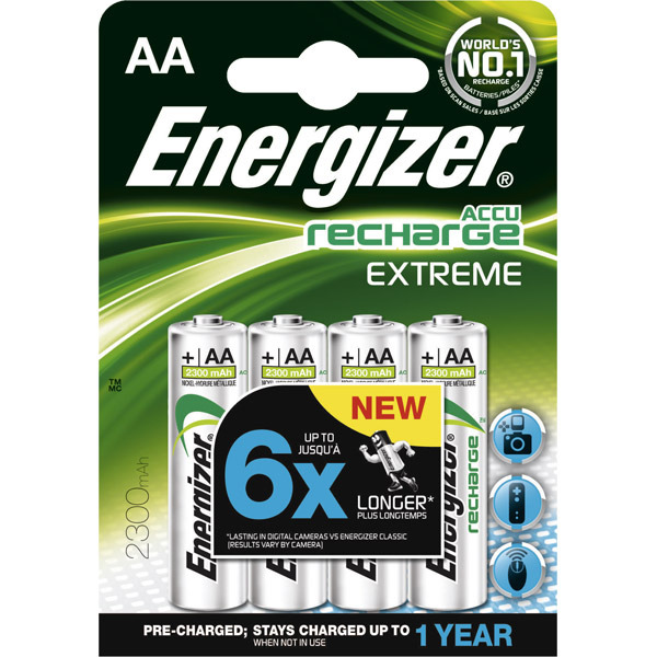 Energizer Extreme újratölthető elem, HR6/AA, 4 db/csomag