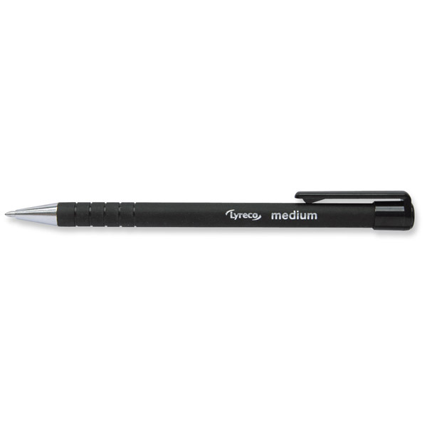 Lyreco Ball Point Pen Soft Retractable Medium Black - Pack Of 12