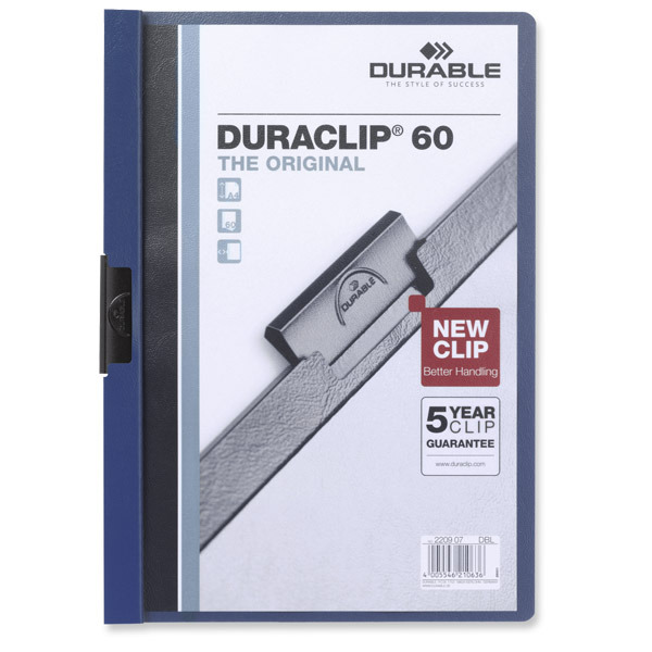 Durable 2209 Duraclip clip folder A4 PVC 60 pages dark blue