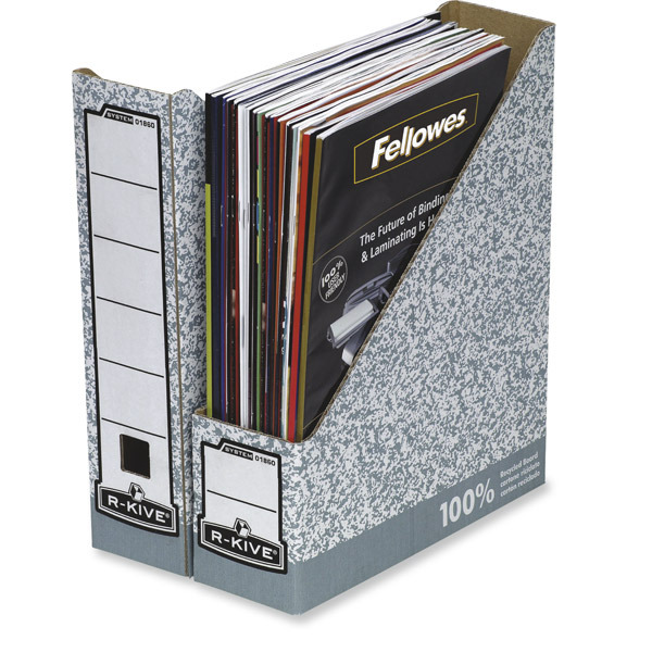 Porta revistas FELLOWES A4 cartão rígido branco e cinza  Dimensões: 258x311x78mm