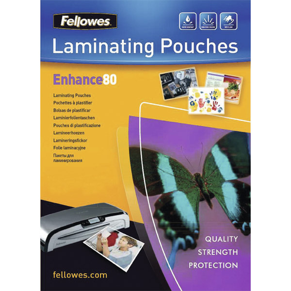 FELLOWES LAMINATING POUCHES A3 GLOSS 160 MICRONS (2 X 80) - PACK OF 100