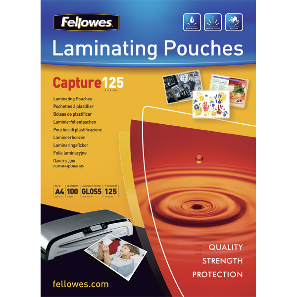 Fellowes 5307407 laminating pouches for hot laminating A4 250 mic - pack of 100
