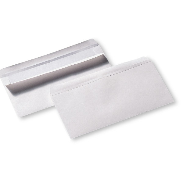 Caixa 500 envelopes brancos DL LYRECO sistema fecho por comtacto. Dim: 110x220mm