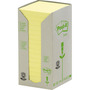 Notes recyclées Post-it - 76 x 76 mm - jaunes - tour 16 blocs x 100 feuilles