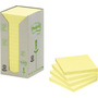 Notes recyclées Post-it - 76 x 76 mm - jaunes - tour 16 blocs x 100 feuilles