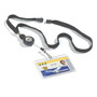Durable Textile Lanyard with Badge Reel - Black - Pack of 10