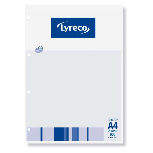 Lyreco notepad A4 squared 5x5 mm glued 80 pages