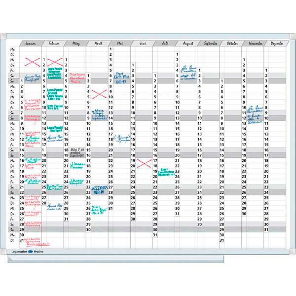 Legamaster 400000 yearly planner 12 columns/months 90x120 cm