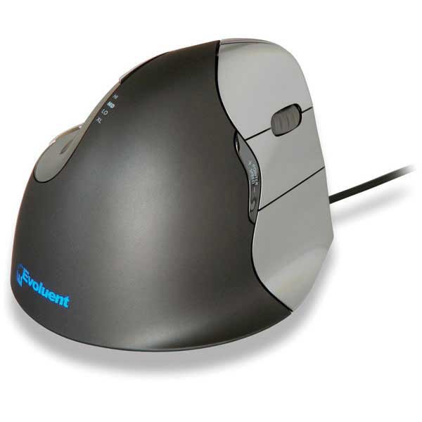 Evoluent 4 computer mouse optical ergonomisch black/silver - wired