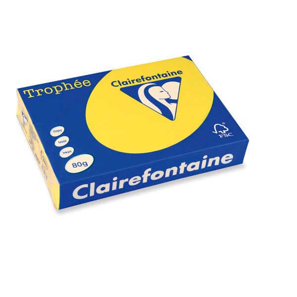 Clairefontaine Trophée 1877 gekleurd papier A4 80g zonnegeel - pak van 500 vel