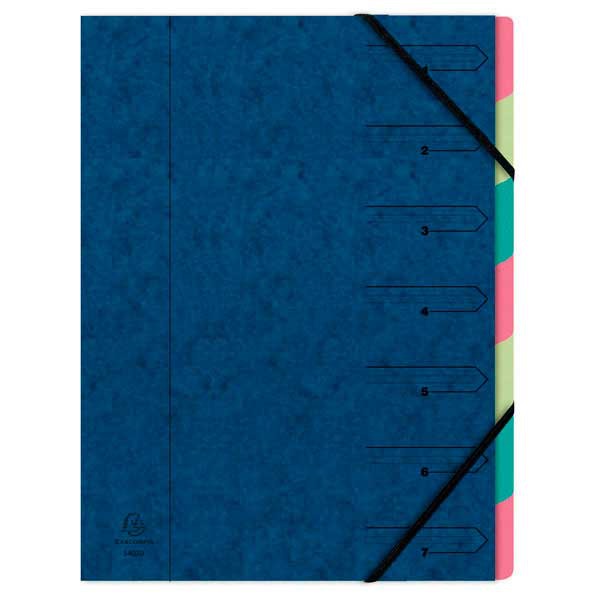 Multipart file 7 compartments cardboard 430g blue