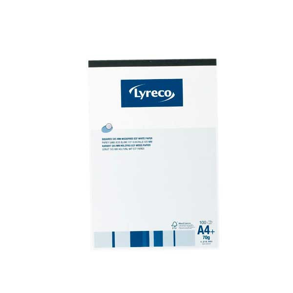 Lyreco bloc de bureau FSC A4+ quadrillé 5x5mm agrafé 100 feuilles