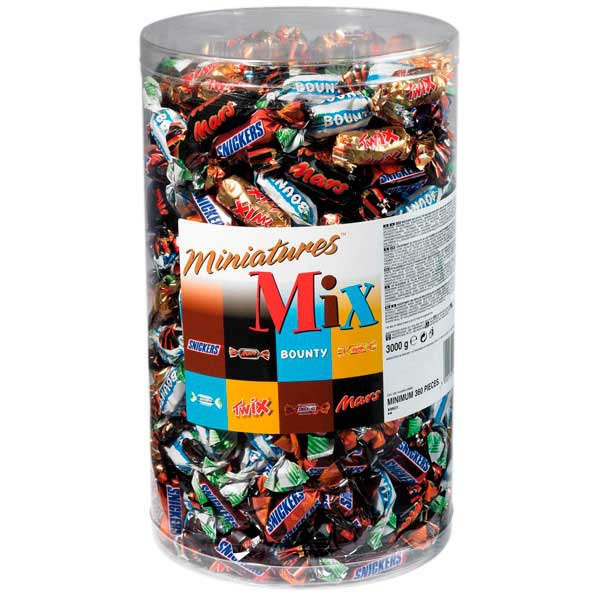 Mini Mix Mars, Snickers, Bounty, Twix - boîte de 3000 g