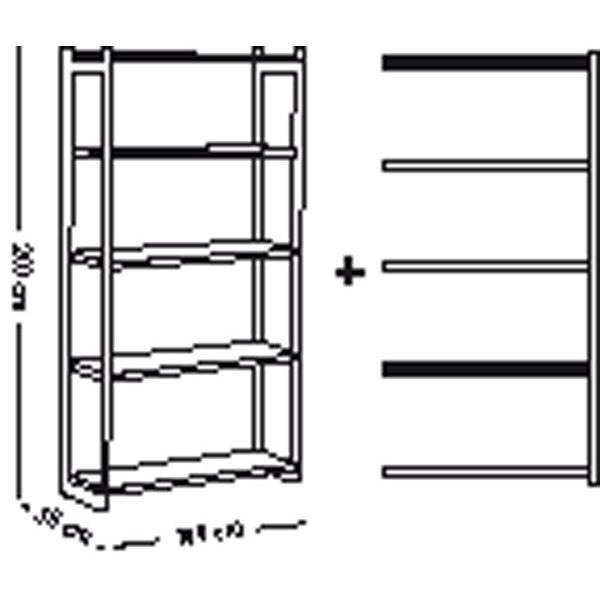 Rayonnage Paperflow Rang'Eco - 5 niveaux - 200 x 100 x 34 cm - élément suivant