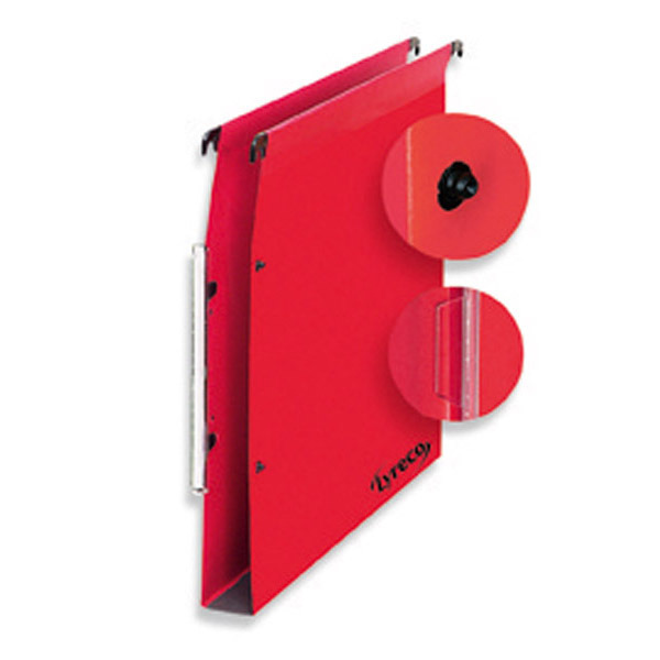 BOITE 25 DOSSIERS SUSPENDUS POUR ARMOIRE LYRECO DOS RENFORCE 30 MM KRAFT ROUGE