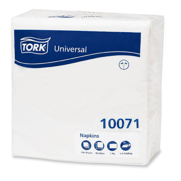 PAQUET 100 SERVIETTES TORK UNIVERSAL EN PAPIER 1 PLI BLANC