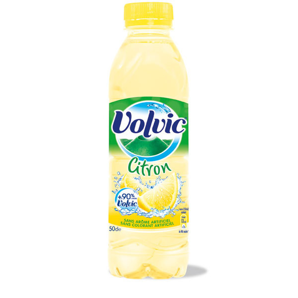 Eau minérale aromatisée Volvic citron - 50 cl - plateau de 24 bouteilles