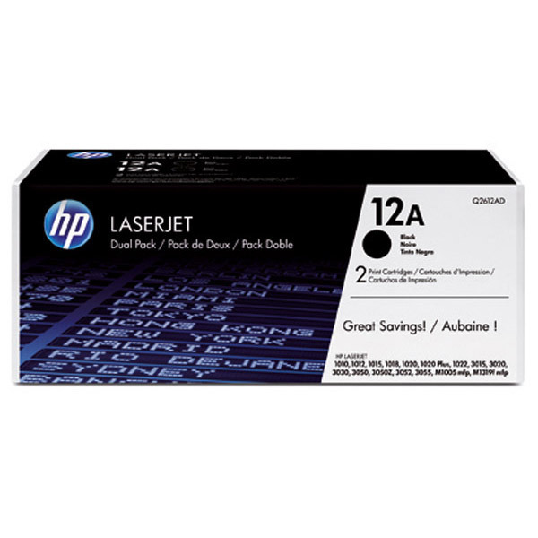 HP 12A 2-Pack Black Original Laserjet Toner Cartridges (Q2612AD)