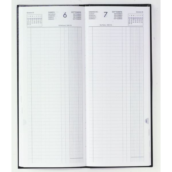 AGENDA LONG 1 JOUR EURO ET CENTS 14 X 35 CM COUVERTURE NOIRE