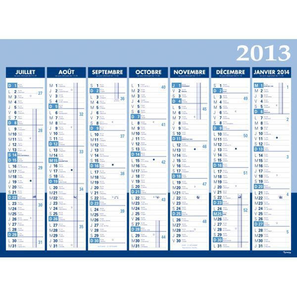 CALENDRIER SEMESTRIEL GRAND MODELE LYRECO 40,5X55 CM