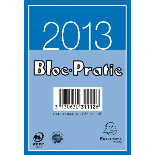 BLOC PRATIC EXACOMPTA 372 FEUILLETS DATE A GAUCHE