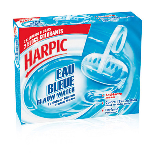 Bloc anti-tartre WC Harpic Eau Bleue - fraîcheur marine - boîte de 2