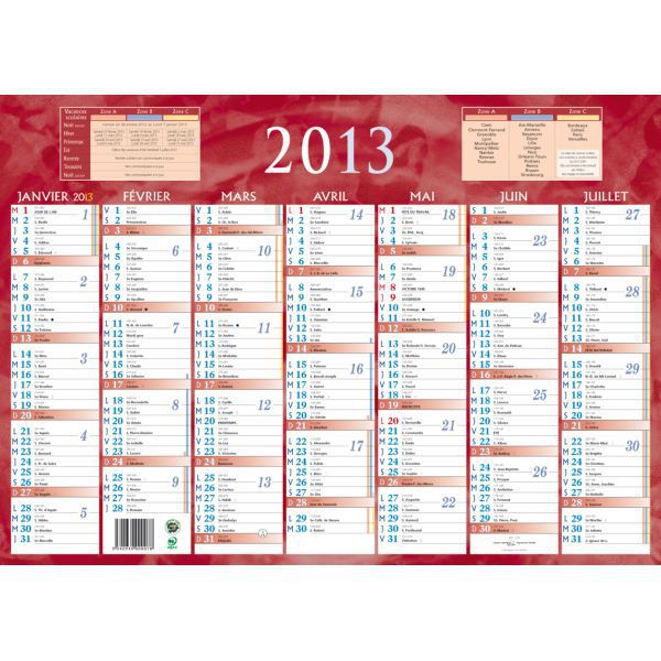 230 7MONTH WALL PLANNER 38.5X54 RED
