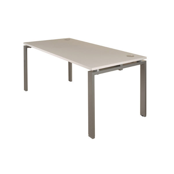 Bureau droit Buronomic Comète - L 160 cm - pieds arche - gris/aluminium