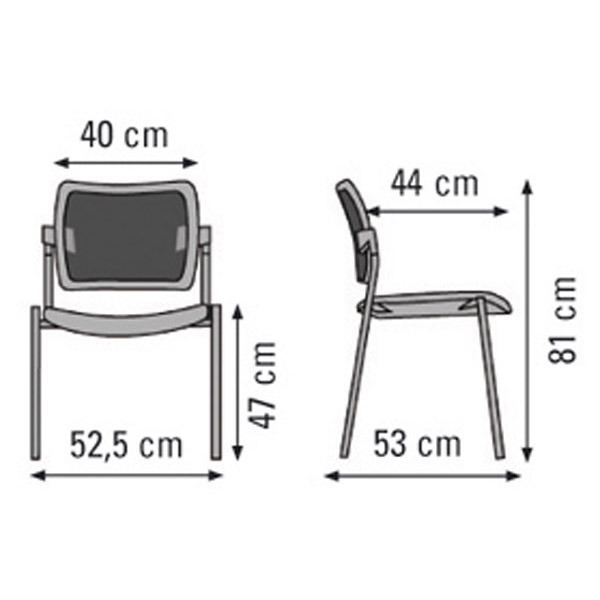 Chaise visiteur Sokoa Nancy - empilable - résille et tissu - noire