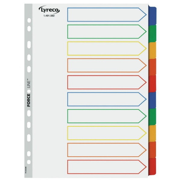 Register Lyreco Premium blanko, A4, aus Karton, 10 Blatt, farbig