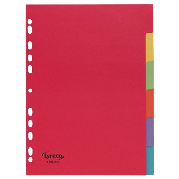 Register Lyreco blanko, A4, aus Karton, 6 Blatt, farbig
