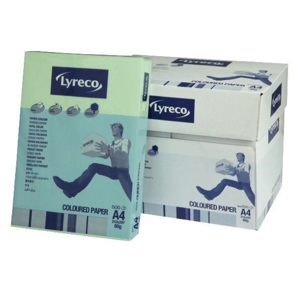 LYRECO BRIGHT COLOURED PAPER A4 80G JADE GREEN - REAM OF 500 SHEETS