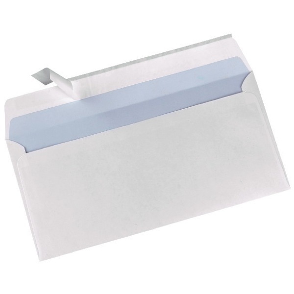 Briefumschläge DIN lang, ohne Fenster, Haftklebung, 90g, weiß, 500 Stück