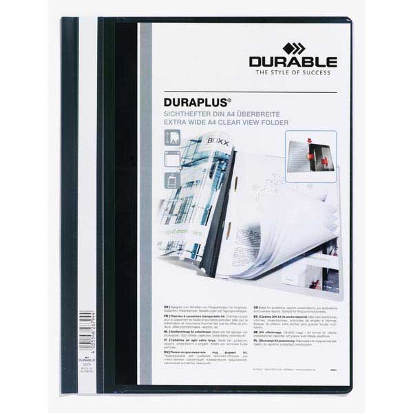 Schnellhefter Durable Duraplus 2579 A4+, mit Sichttasche schwarz