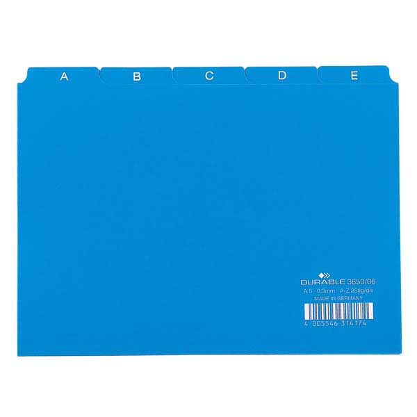 Leitkartenregister Durable 36600 A6, A-Z, 25teilig, 5/5 Fahnen, blau
