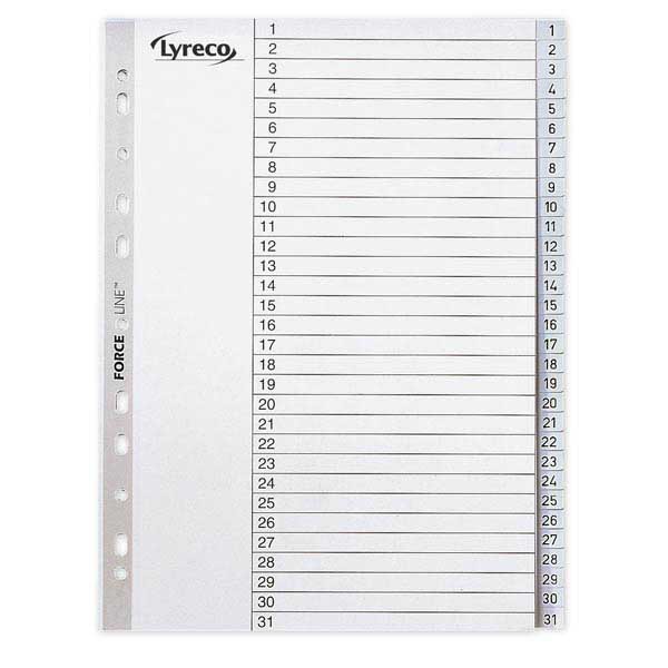 Lyreco numerical dividers 31 tabs PP 11-holes