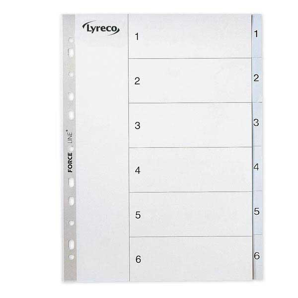 Lyreco numerical dividers 6 tabs PP 11-holes