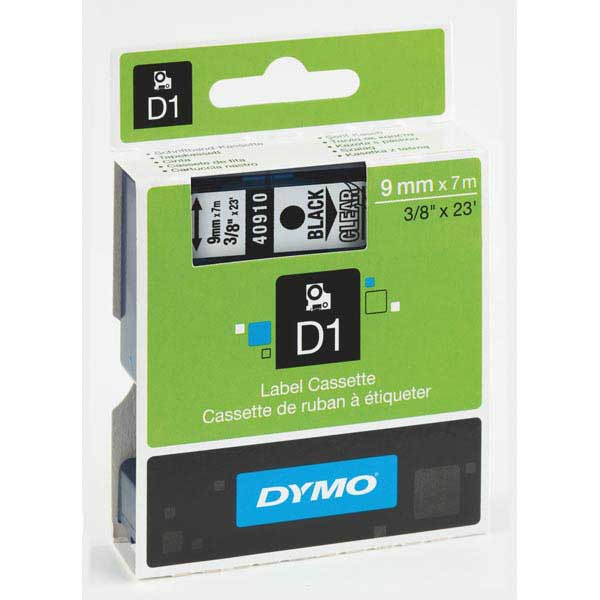 RUBAN DYMO 9 MM D1 NOIR/TRANSPARENT 40910