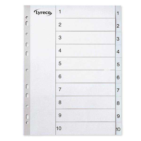 Lyreco numerical dividers 10 tabs PP 11-holes