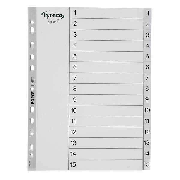 Lyreco numerical dividers 15 tabs PP 11-holes
