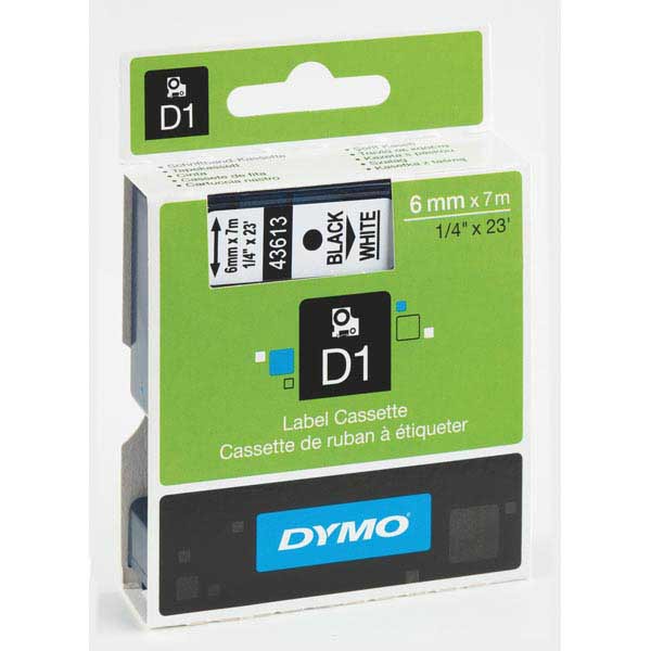 NASTRO D1 PER ETICHETTATRICE DYMO 6MM NERO/BIANCO S0720780