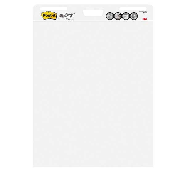 FOGLI Post-it® ADESIVO SUPER STICKY:2 BLOCCHI DA PARETE BIANCHI 63,5cmx77,5cm