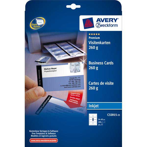 Avery C32015 business cards inkjet 85x54mm 260g - matt - box of 200