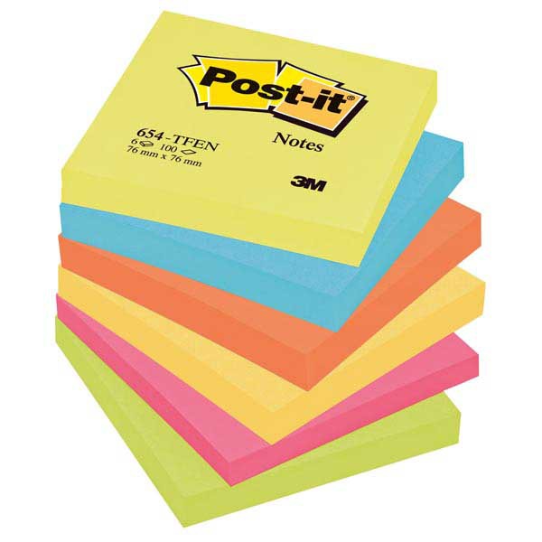 Haftnotizen Post-it 654-TFEN 76x76 mm, 100 Blatt, Pk. à 6 Stk.