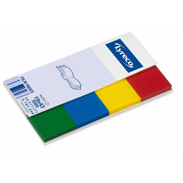 BLOC 200 MARQUE-PAGES FILM PLASTIQUE LYRECO 19X43 MM 4 COLORIS ASSORTIS