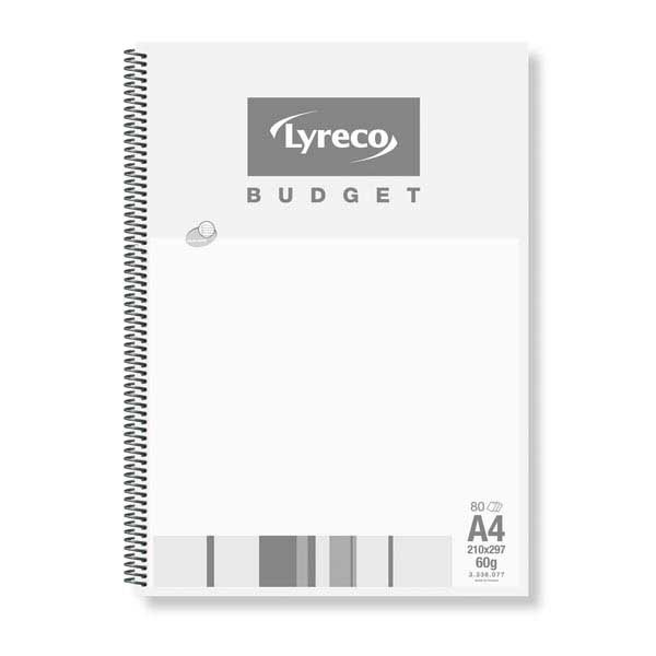 CAHIER SPIRALE LYRECO BUDGET A4 60G 160 PAGES LIGNEES 8MM