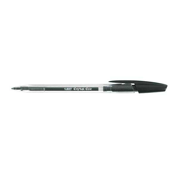 STYLO BILLE RETRACTABLE BIC CRISTAL CLIC POINTE 1 MM ENCRE NOIR