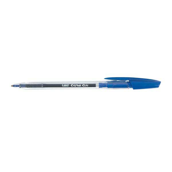 STYLO BILLE RETRACTABLE BIC CRISTAL CLIC POINTE 1 MM ENCRE BLEUE