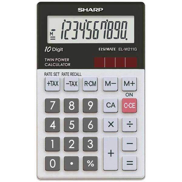 Calculatrice de poche Sharp ELW211GGY, 10 chiffres, gris clair