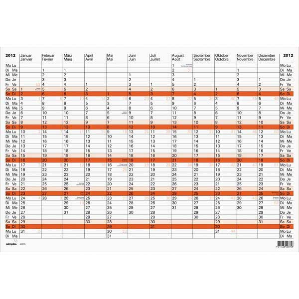 PLANNING ANNUEL 40375 A2 595X420CM A/F